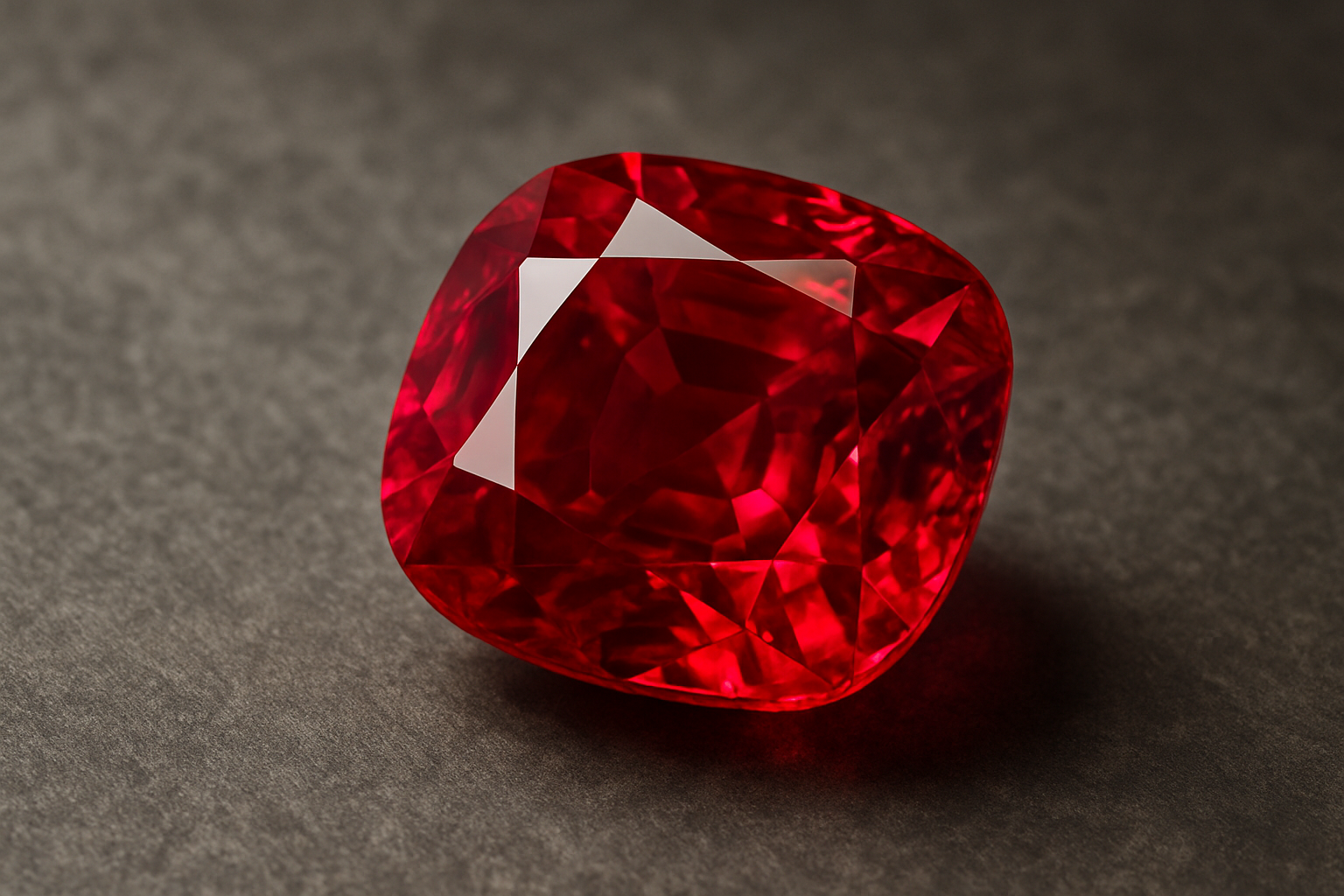 a close-up of a high-quality ruby displaying its vibrant red color and clarity