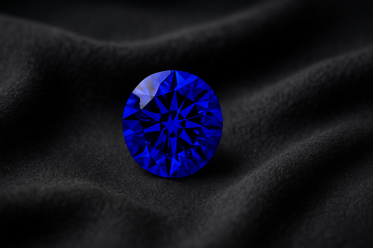 an elegant sapphire ring on a soft fabric background, highlighting its beauty